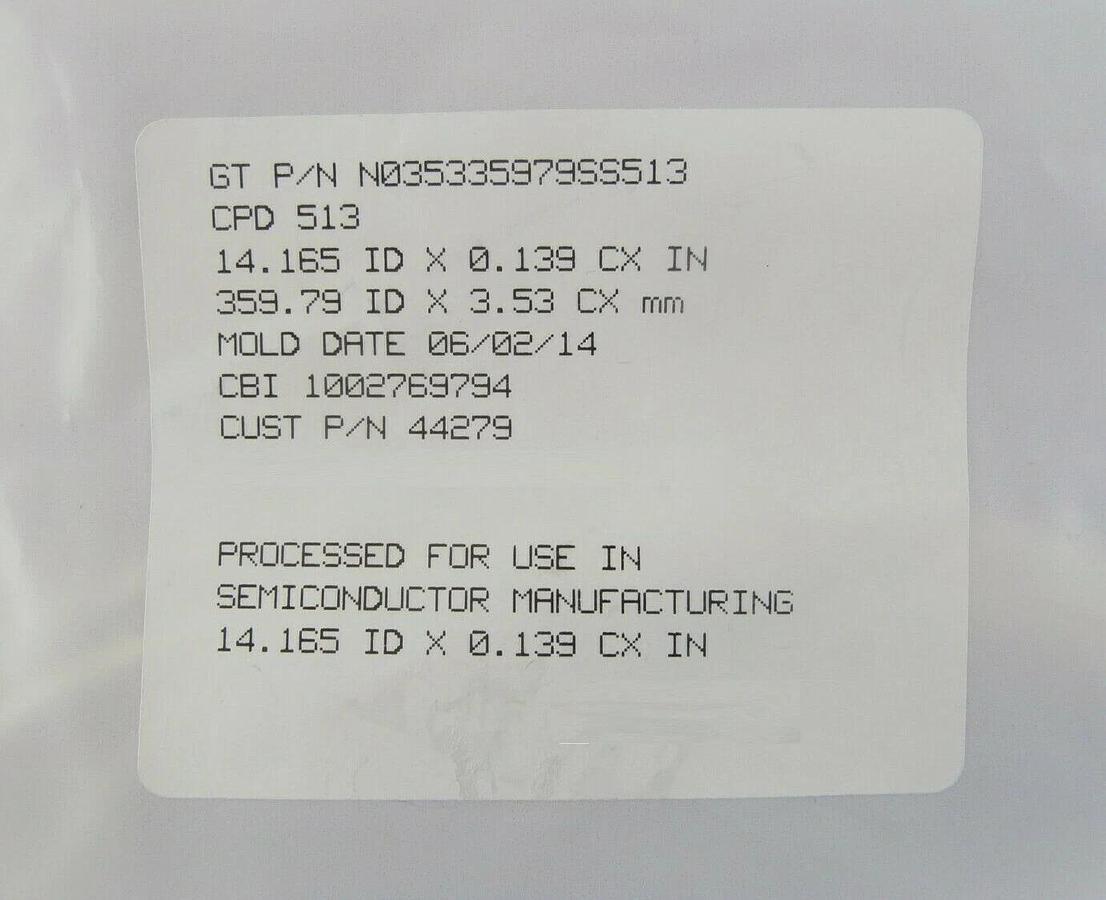 Green Tweed N035335979SS513 O-Ring Reseller Lot of 2 AMAT CVD Chamber 5200 New