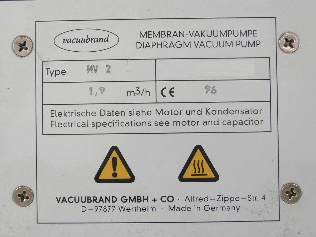 Used Vacuubrand MV 2 Diaphragm Vacuum Pump 340 mTorr Tested Working Surplus