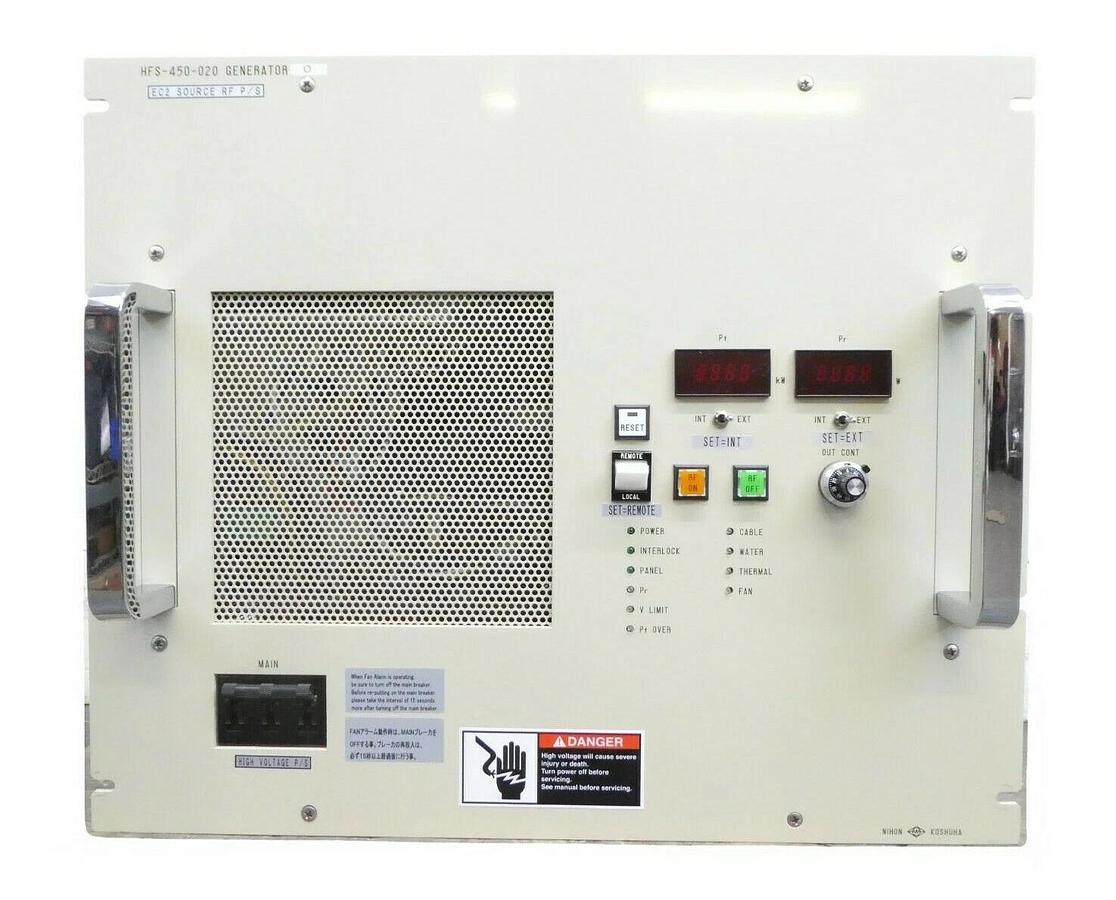 Used Nihon Koshuha HFS-450-020-H1 2kW RF Generator Hitachi MU-712E Working Surplus