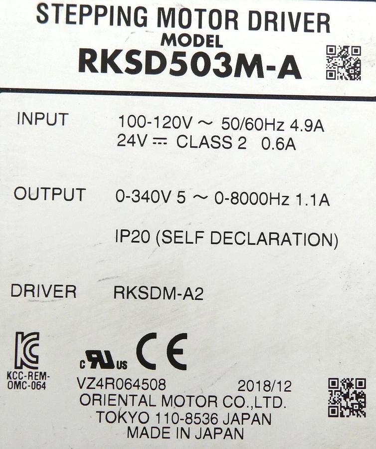 Used Oriental Motor RKSD503M-A Stepping Motor Driver RKSDM-A2 Working Surplus