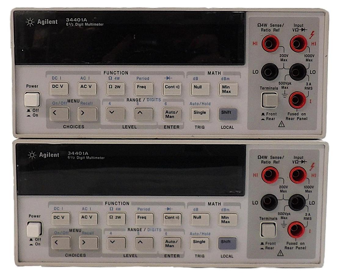 Used HP Hewlett-Packard 34401A 6 1/2 Digit Multimeter Reseller Lot of 2 Working