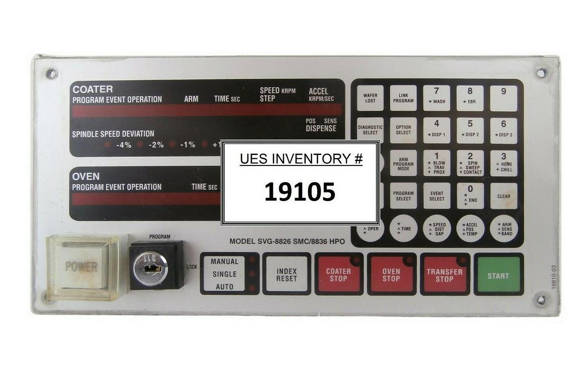 Used SVG Silicon Valley Group SVG-8826 SMC/8836 HPO Coater Interface Panel 80073B