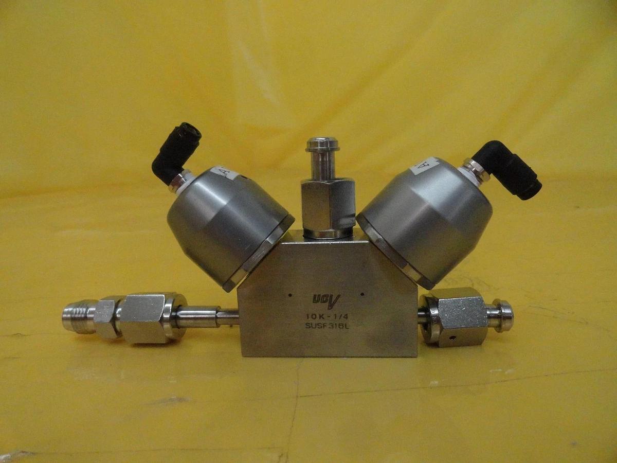 Used Motoyama SUSF316L 3-Way Diaphragm Valve Normally Open 10K-1/4 Used Working