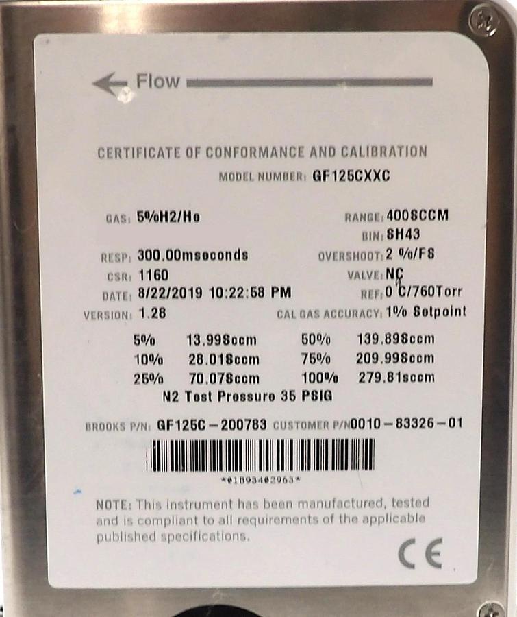 Used Brooks GF125C Mass Flow Controller MFC GF125C-100701 GF125C-102906 Lot of 10