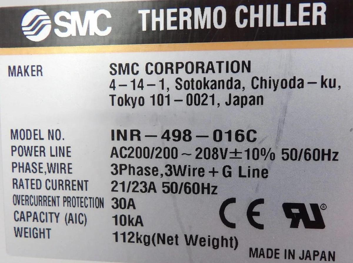 Used H-2010 SMC INR-498-016C Recirculating Thermo Chiller HX Untested Spare