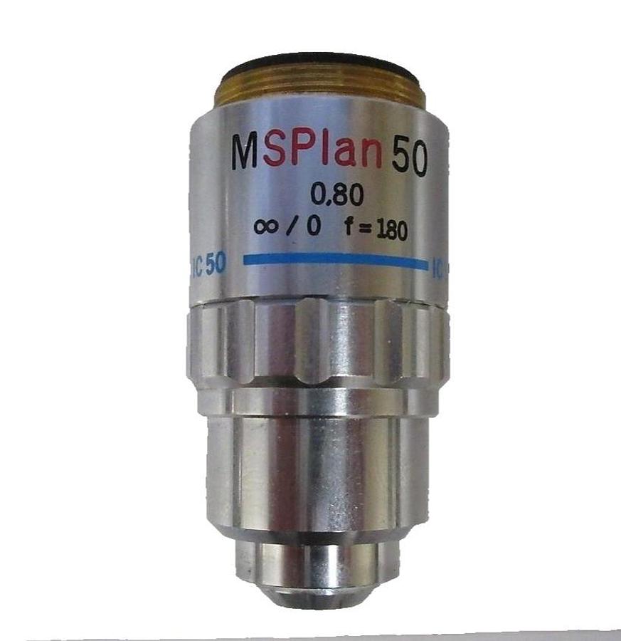 Used Olympus Microscopy MSPlan 50 Microscope Objective 0.80 ∞/0 f=180 IC 50 Working