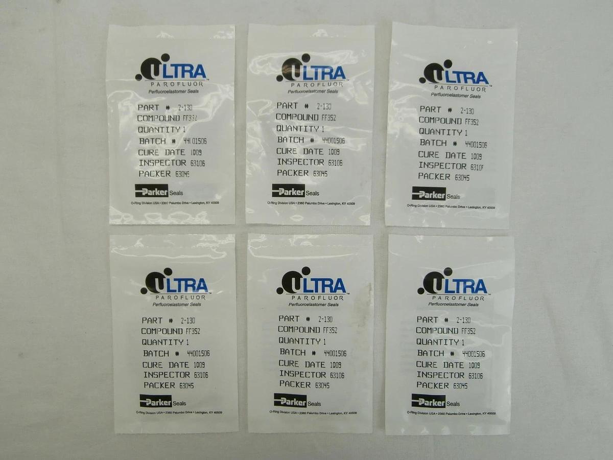 Parker Seals 2-130 O-Ring Ultra Parofluor Seal FF352 1037994 Lot of 6 New