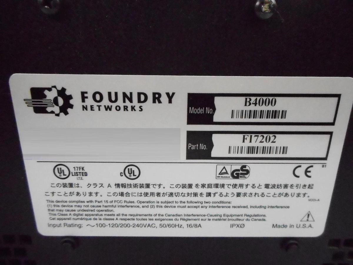 Used Foundry Networks FI7202 FastIron II Switch B4000 FI12GM FI24E Working Surplus
