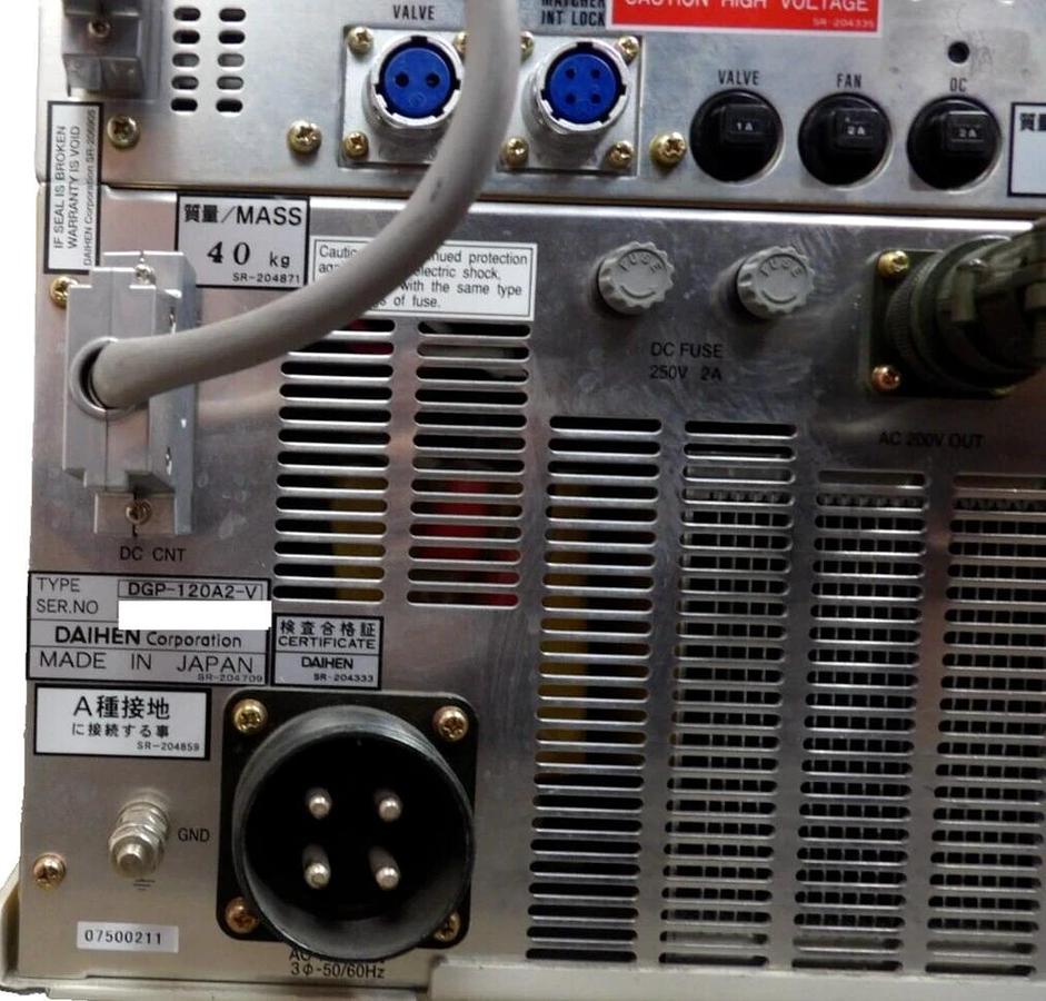 Used Daihen AGA-50B2-V RF Generator DGP-120A2-V TEL 3D80-001479-V2 Tested Working