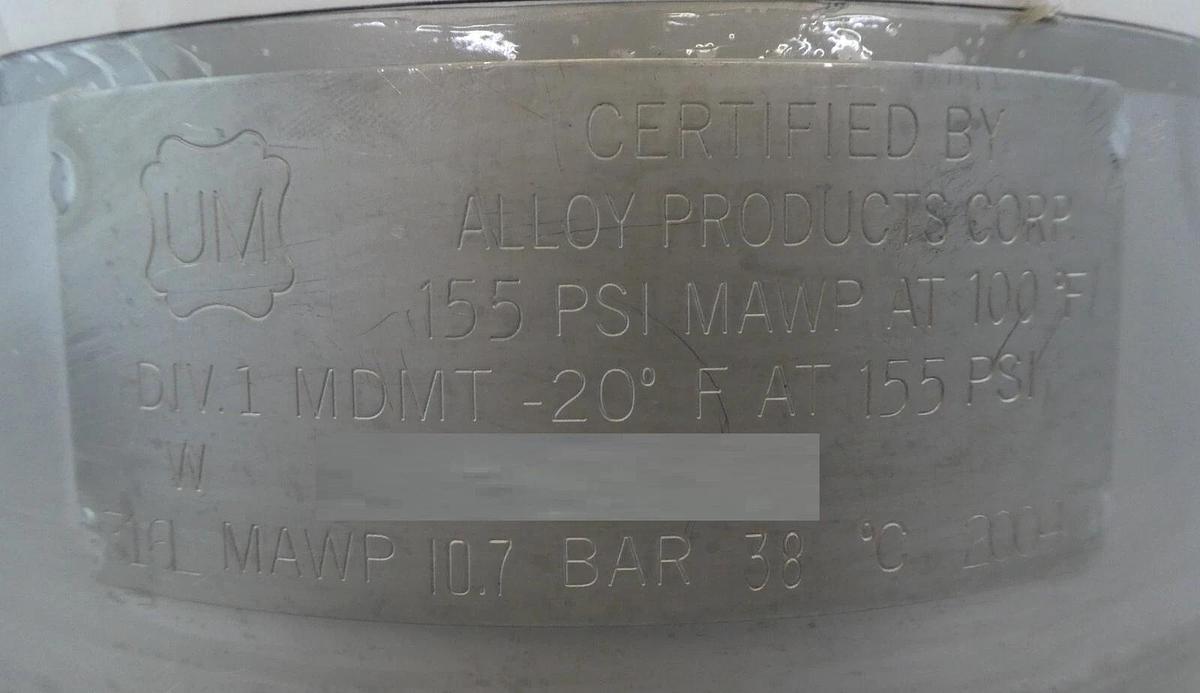 Used Alloy Products 72 7.5L 2 Gallon Photoresist HDMS Solvent Stainless Tank Working
