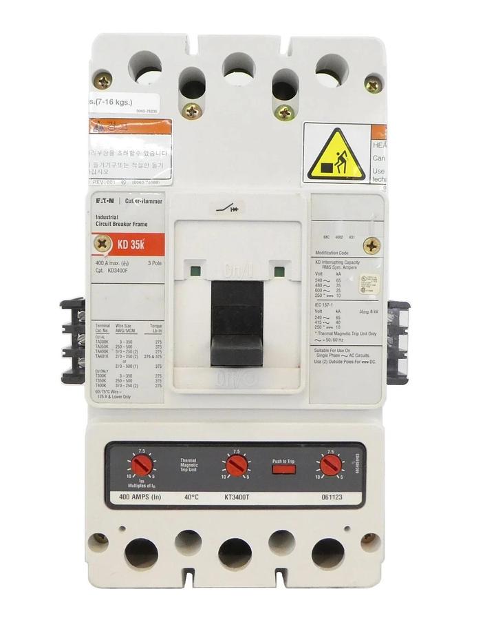 Used Eaton KD3400F 3 Pole Industrial Circuit Breaker Module KD 35k KT3400T Working