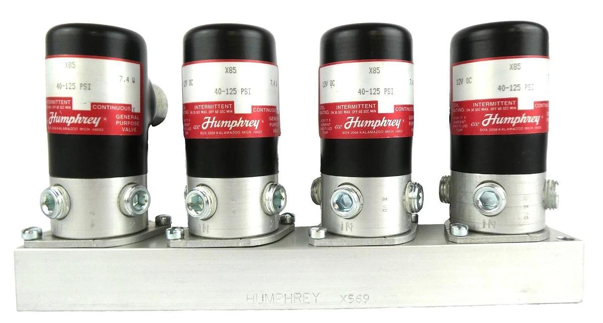 Used Humphrey X85 VDC Solenoid Valve Assembly 40-125 PSI Working Surplus