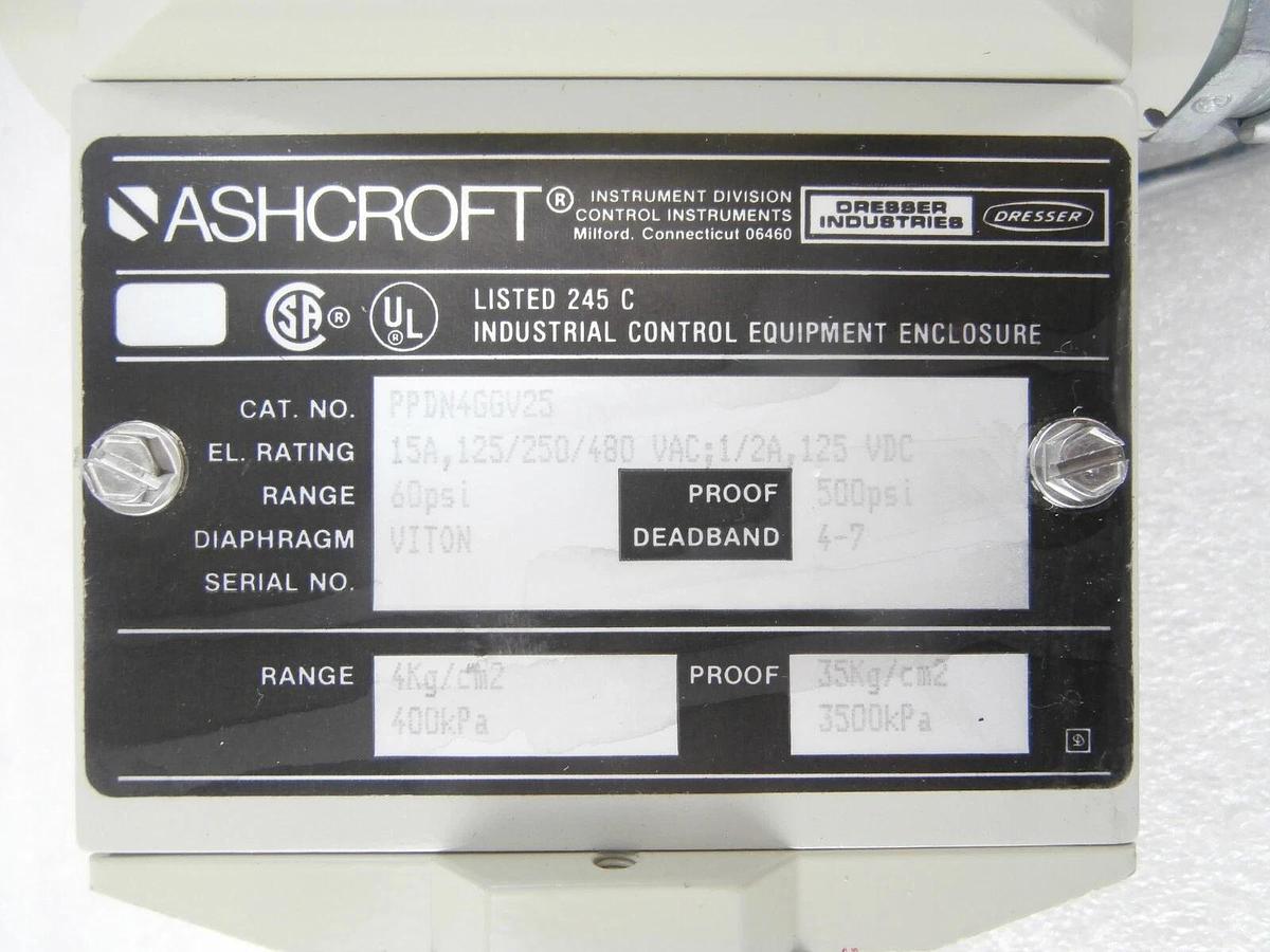 Used Ashcroft PPDN4GGV25 Pressure Switch AMAT Applied Materials 0010-00331 Working