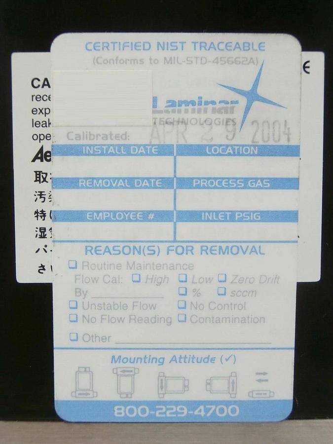 Used Aera FC-7810CU Mass Flow Controller MFC 500 SCCM HCL Working Spare
