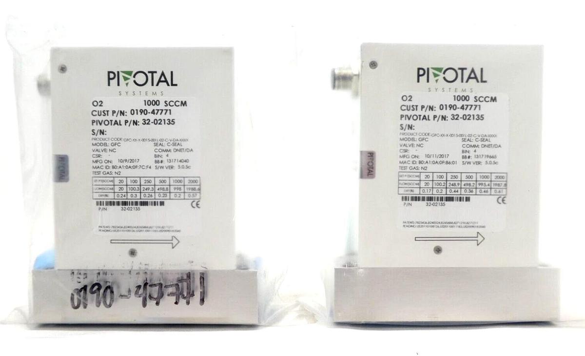 Pivotal 32-02135 Mass Flow Controller MFC 1000 SCCM O2 0190-47771 Lot of 2 New