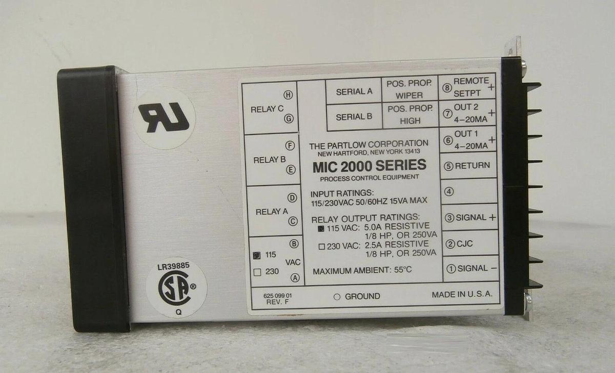 Used Partlow 2123021EA Process Controller MIC 2000 Mattson 934-14007-00 Working Spare