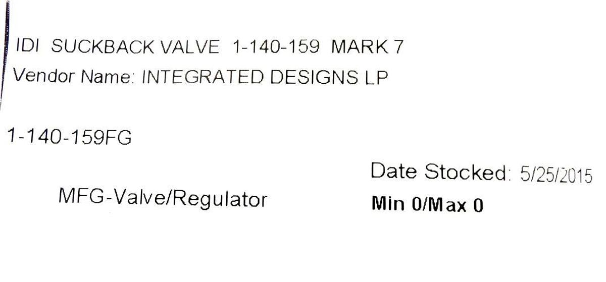 Used Integrated Designs 1-140-159 IDI Regulator Valve Mark 7 TEL Lot of 2 New