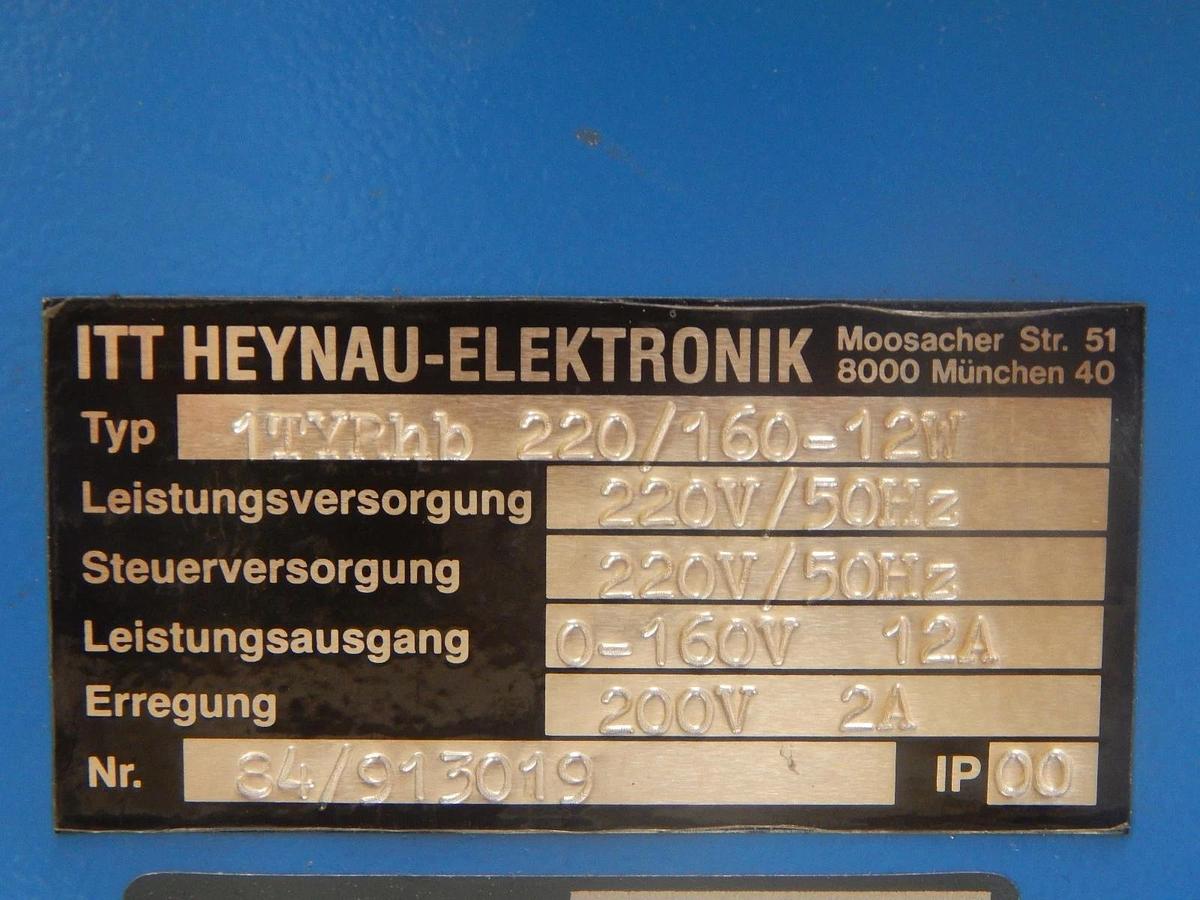 Used ITT Heynau Elektronik 1TYRhB Speed Controller Balzers B5 123 154 AA Used Working