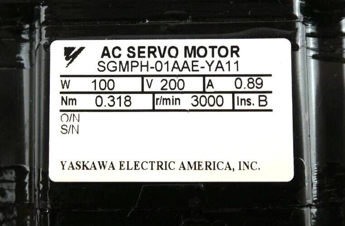 Used Yaskawa Electric SGMPH-01AAE-YA11 AC Servo Motor Assembly Lot of 4 Working