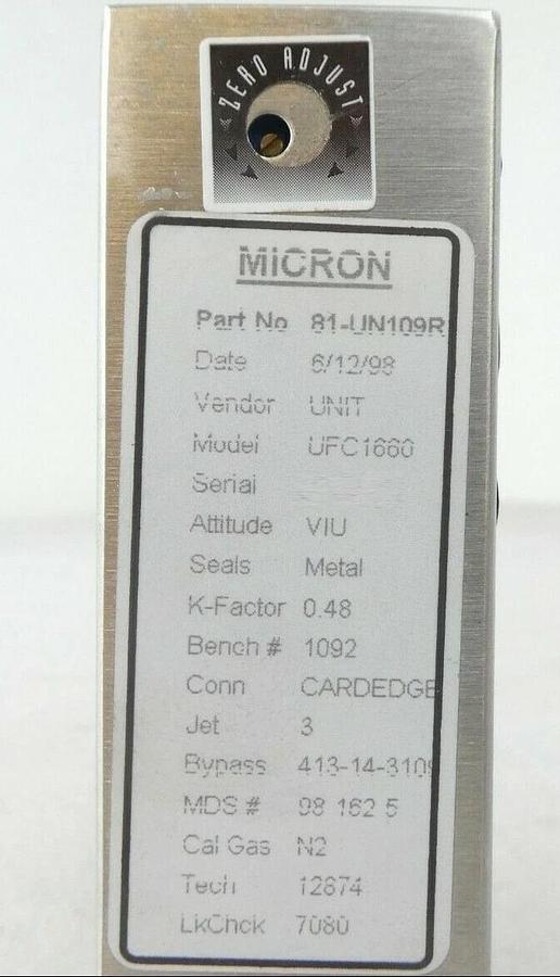 Used UNIT Instruments UFC-1660 Mass Flow Controller MFC Micron 81-UN109R Working