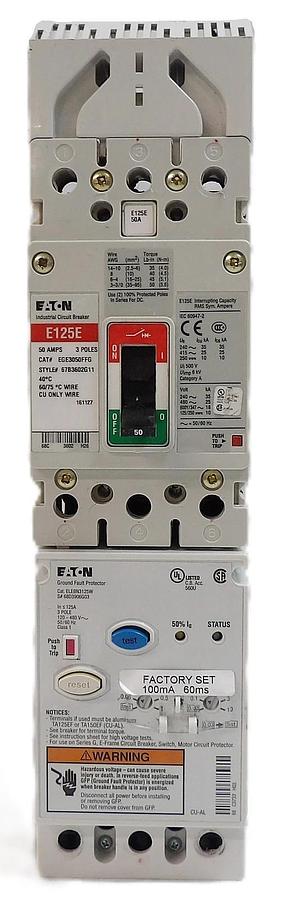 Used Eaton EGS3050FFG 3-Pole Industrial Circuit Breaker E125E Working