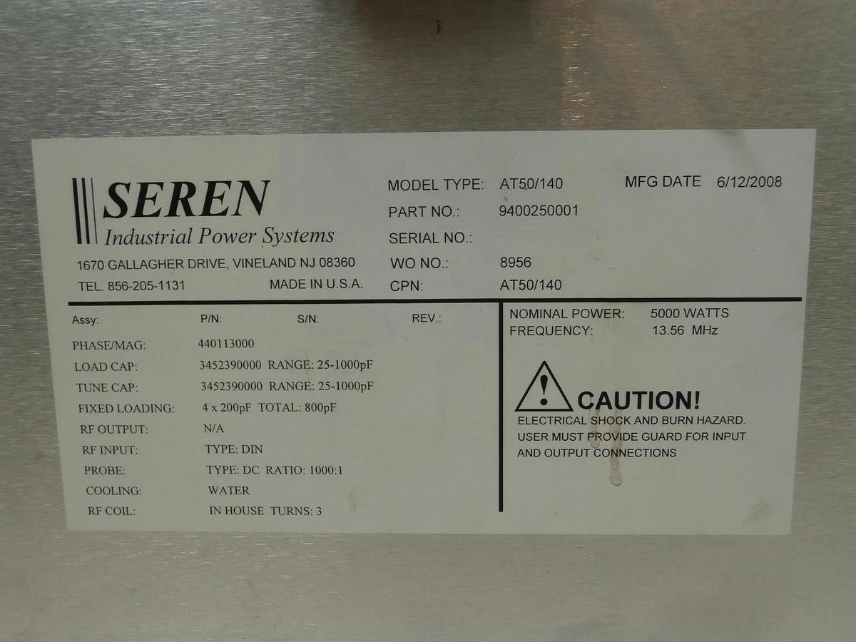 Used Seren IPS 9400250001 Automatic RF Matching Network AT50/140 5000W 13.56MHz Used