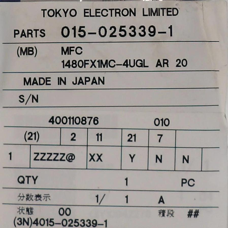 Hitachi Metals SAM SFC1480FX Mass Flow Controller MFC TEL 015-025339-1 New