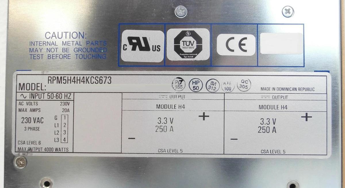 Used Power-One RPM5H4H4KCS673 Power Supply 4000W Schlumberger 97171045 Working Spare
