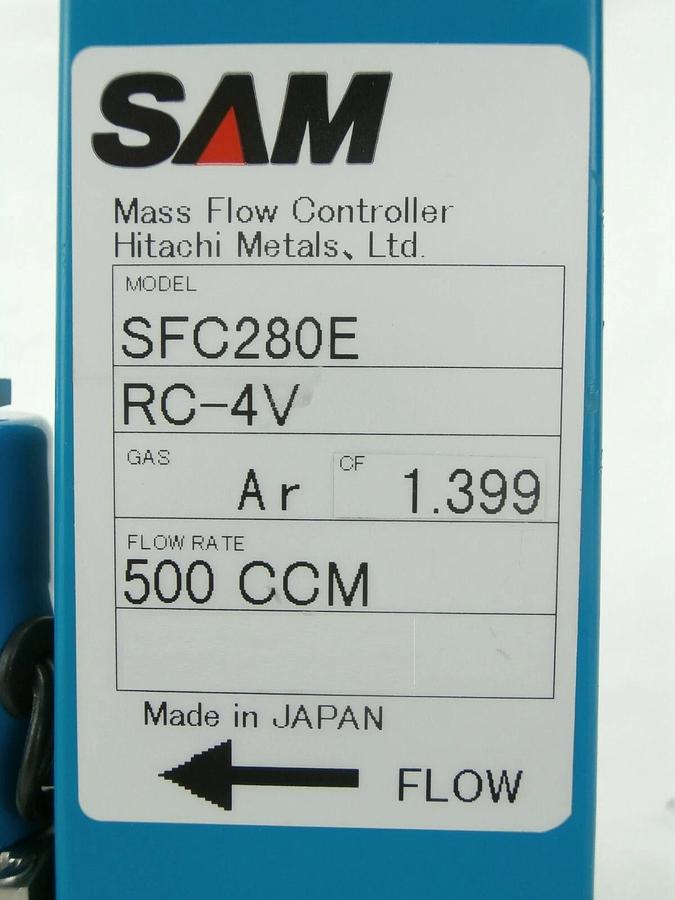 Used SAM Hitachi Metals SFC280ERC-4V Mass Flow Controller MFC SFC-280E 500 CCM Ar
