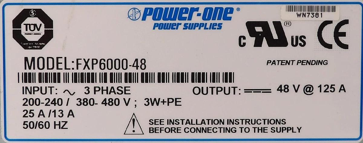 Used Power-One FXP6000-48 3-Phase Power Supply AC-DC Series Working Surplus