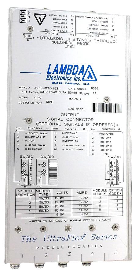 Used Lambda Electronics UAJ2JJMMX-1931 Power Supply Module UltraFlex Series Working