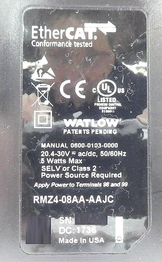 Used Watlow RMZ4-08AA-AAJC PLC EtherCAT Temperature Controller 0195-13734 Working