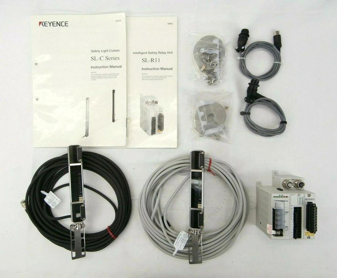 Used Keyence SL-C Series Safety Light Curtain Set SL-C16F-R SL-C16F-T SL-R11 Spare