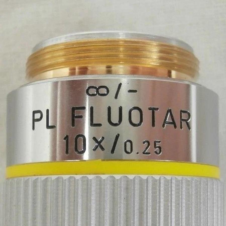 Used Leica 567050 Microscope Objective PL Fluotar 10x/0.25 ∞/- Working Surplus