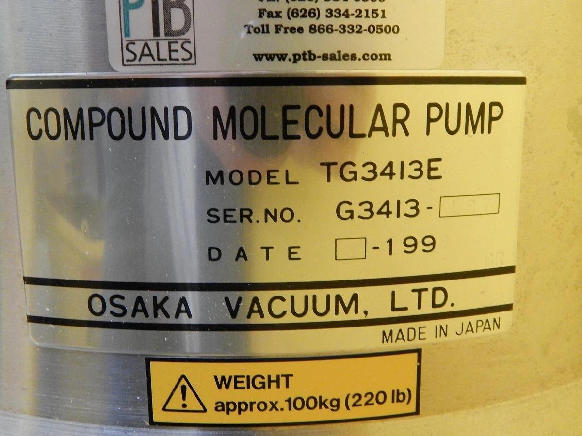 Used Osaka TG3413E Compound Molecular Pump Set with TC3200 Controller Tested Working