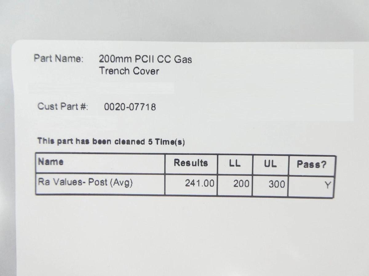 Refurbished AMAT Applied Materials 0020-07718 200mm PCII CC Gas Trench Cover Refurbished