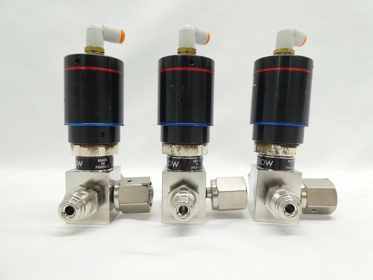 Used Qualiflow 2x10-9atm.cm3/Sec 3-Way Pneumatic Valve Lot of 3 Working Surplus