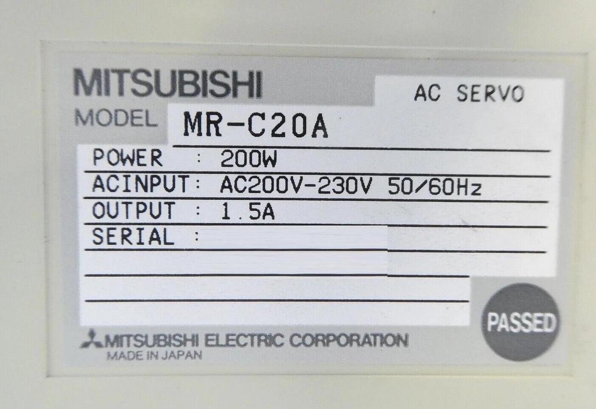 Used Mitsubishi MR-C20A AC Servo Driver MELSERVO Asyst Shinko VHT5-1-1 OHV Working