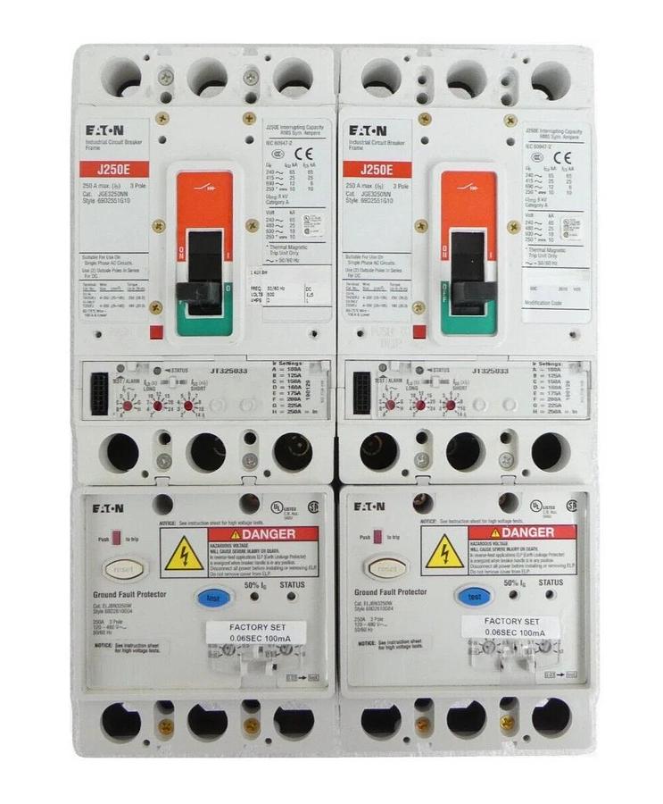 Used Eaton JGE325032G Circuit Breaker J250E ELJBN3250W Reseller Lot of 2 Working
