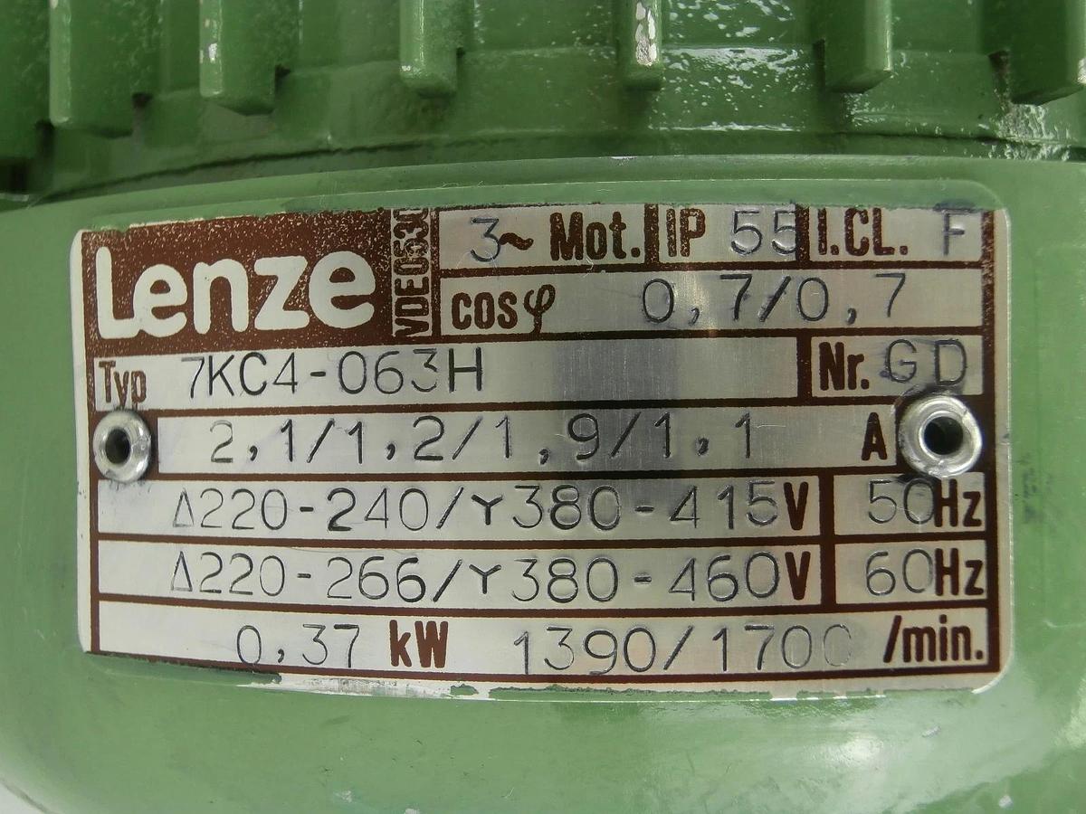 Used Lenze 0.37 28-12.622.10 1-71L/4 Motor Nordiko A03520 9550 Used Working