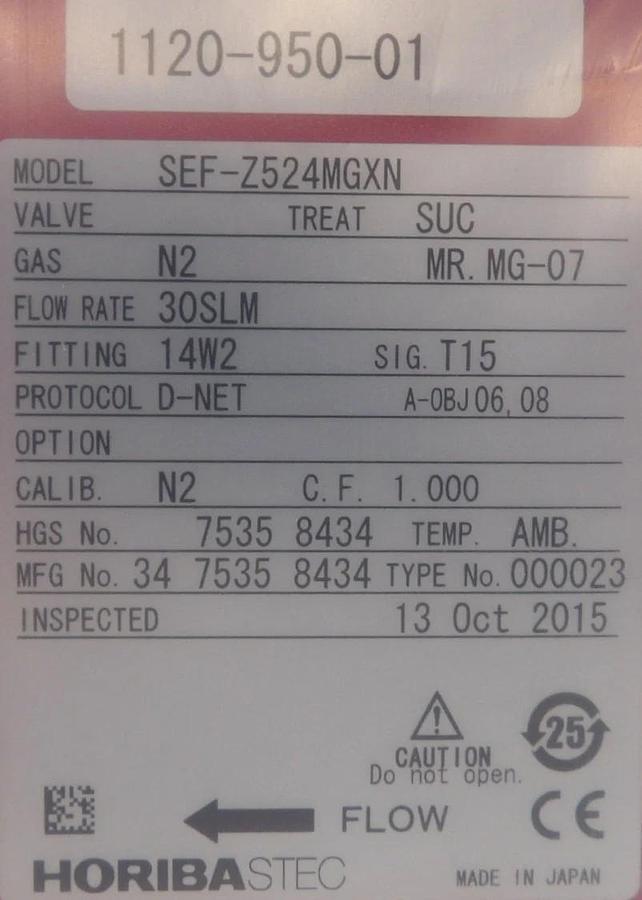 Horiba STEC SEF-Z524MGXN Mass Flow Controller MFC Z500 30 SLM H2 Lot of 2 New