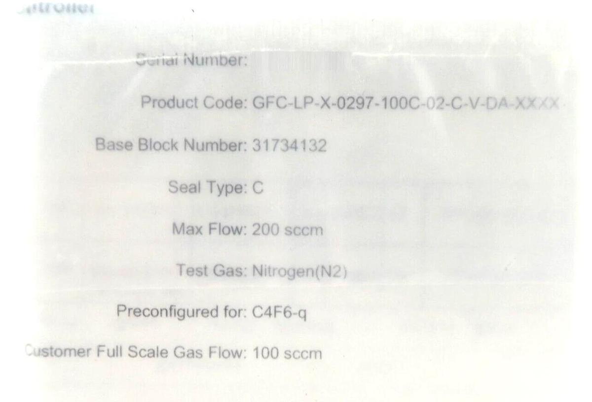 Pivotal Systems 32-02995 Mass Flow Controller MFC 100 SCCM C4F6-q New Surplus
