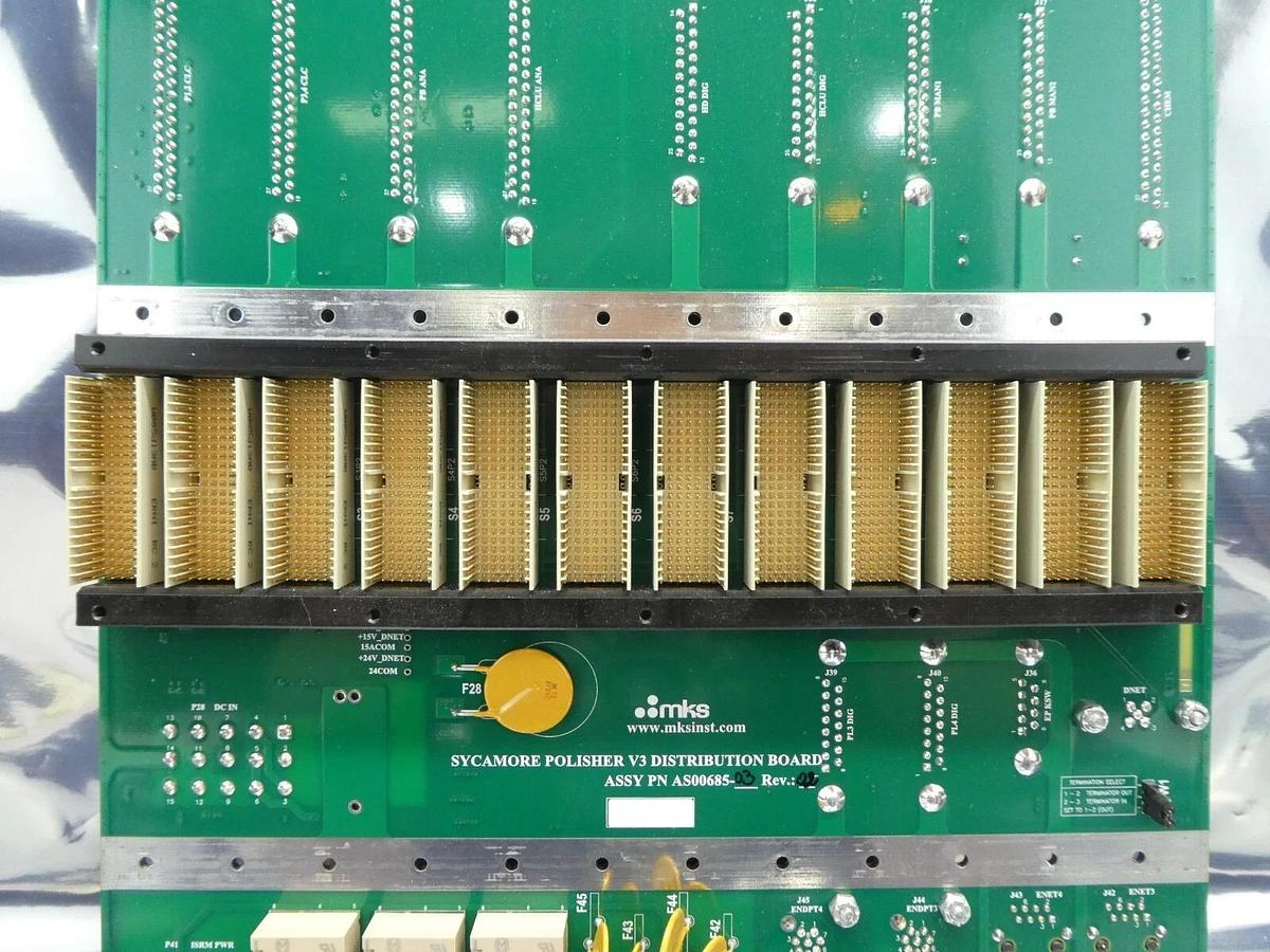 Used MKS Instruments AS00685-03 Sycamore Polisher V3 Distribution PCB AMAT 0190-32547
