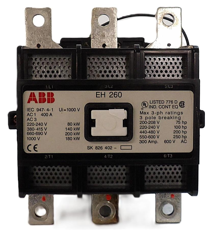 Used ABB SK 826 402 3-Pole Contactor EH 260 SK 826 400-DB 24V Working Surplus