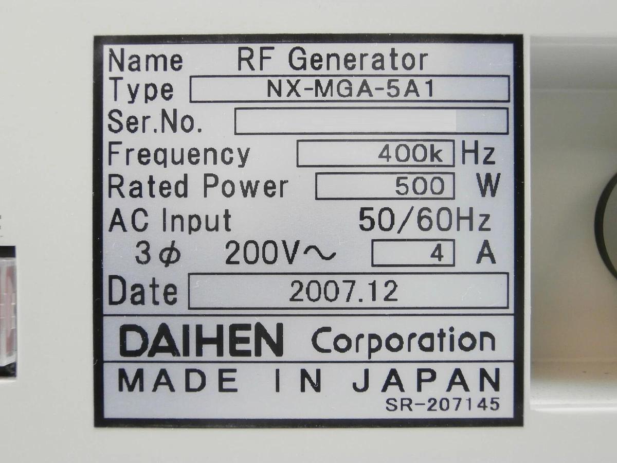 Used Daihen NX-MGA-5A1 RF Power Generator 400kHz TEL Tokyo Electron Trias Working