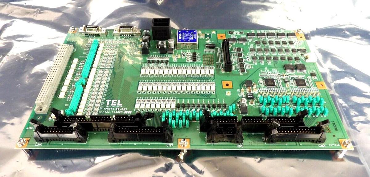 Used TEL Tokyo Electron C744-000008-11 Gas Interface Board PCB TZB203-1/GAS Working