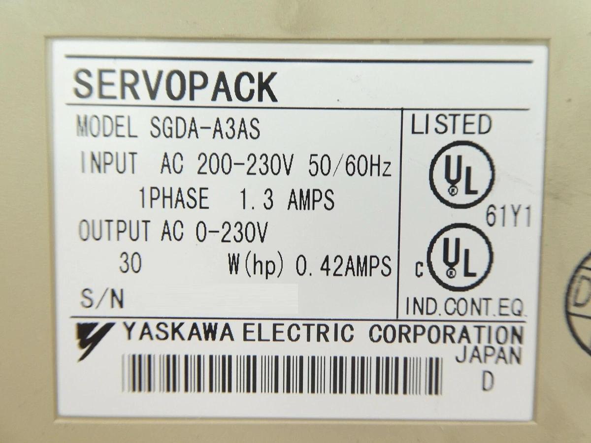 Used Yaskawa Electric SGDA-A3AS Servo Drive SERVOPACK Working Surplus