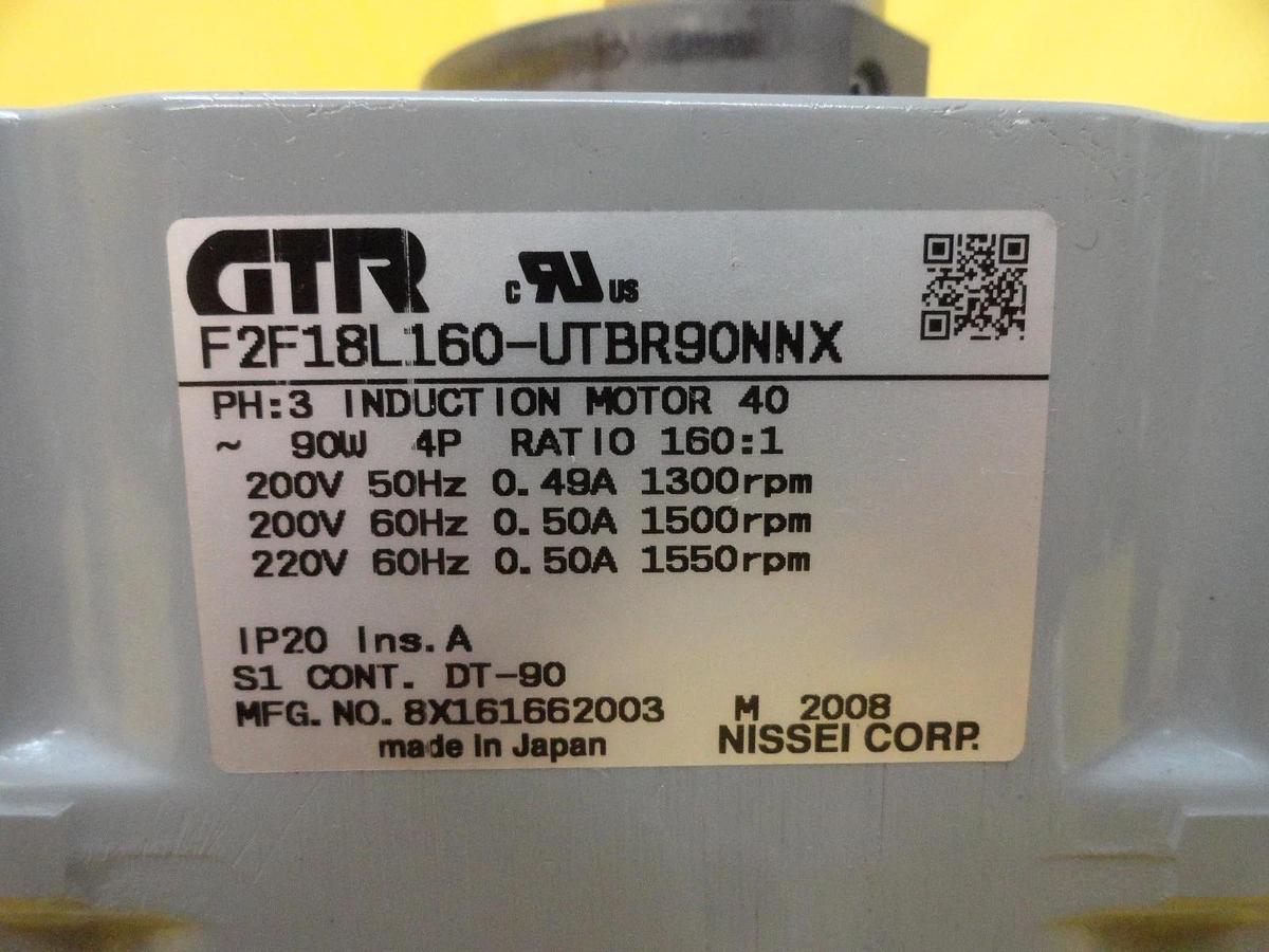 Used Nissei F2F18L160-UTBR90NNX GTR 3-Phase Induction Motor 40 Used Working