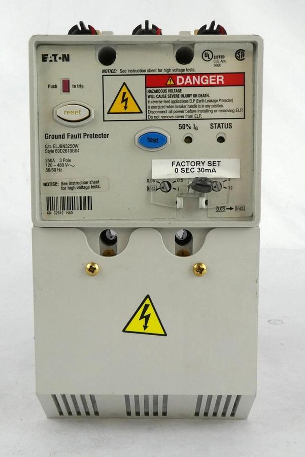 Used Eaton ELJBN3250W Industrial Circuit Breaker 69D2610G04 G Series Working Spare