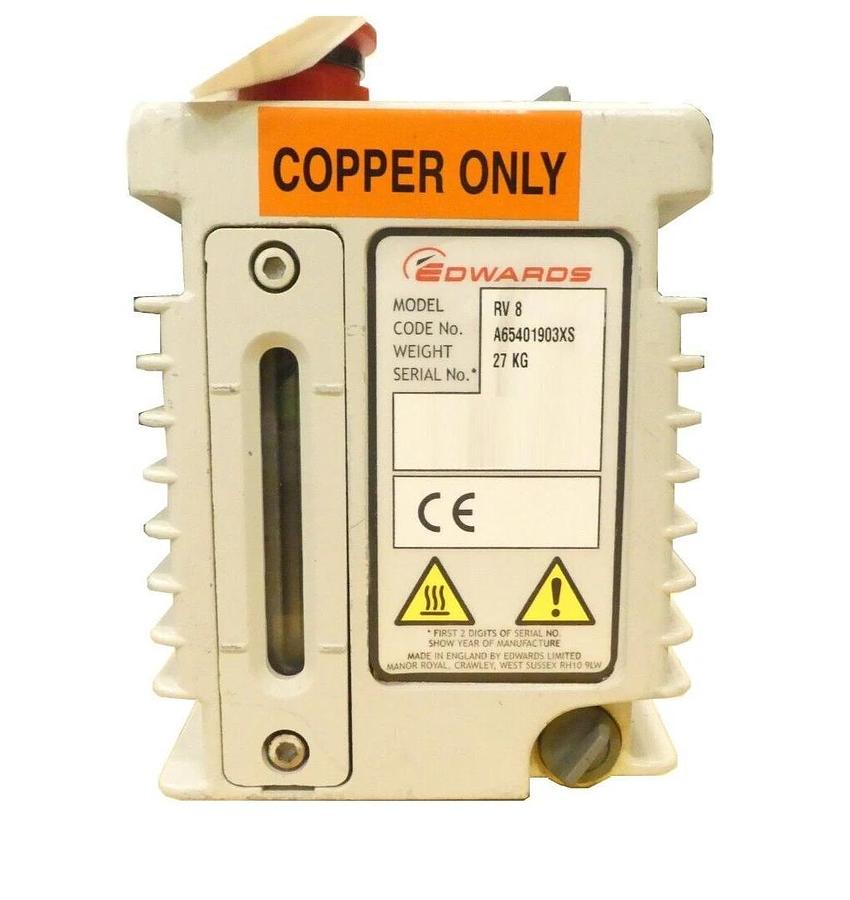 Refurbished RV8 Edwards A65401903XS Rotary Vane Pump Copper Exposed Manufacturer Refurbished